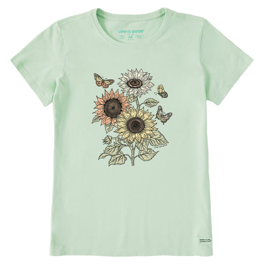Women's Sunflowers n' Butterflies Short Sleeve Crusher Tee