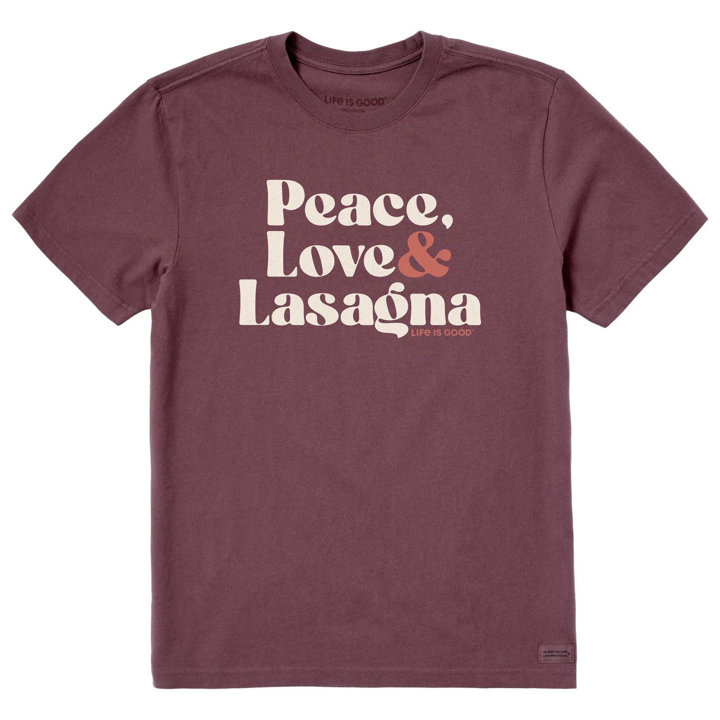Men's Peace Love & Lasagna Short Sleeve Crusher Tee