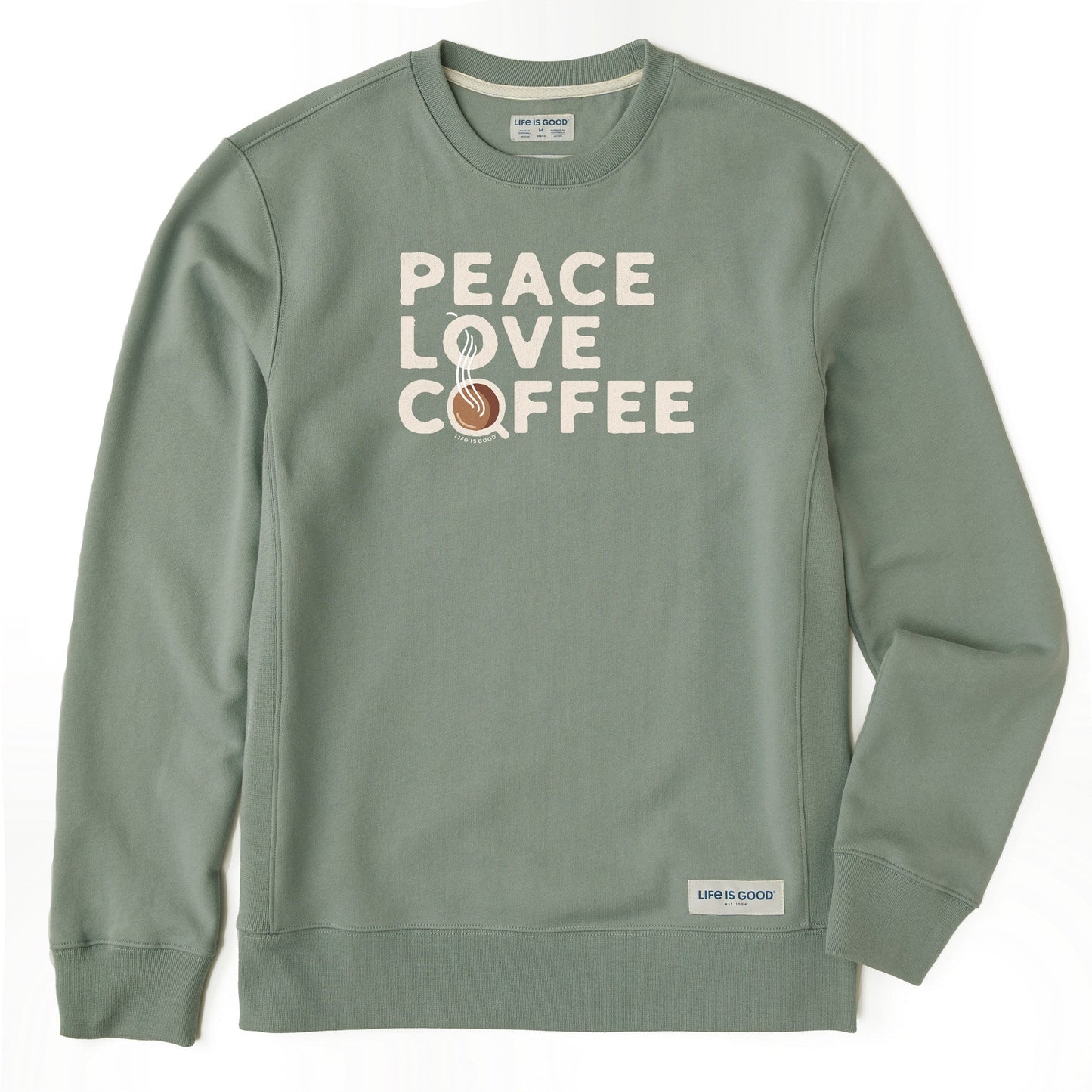 Men's Peace Love & Coffee Simply True Fleece Crew