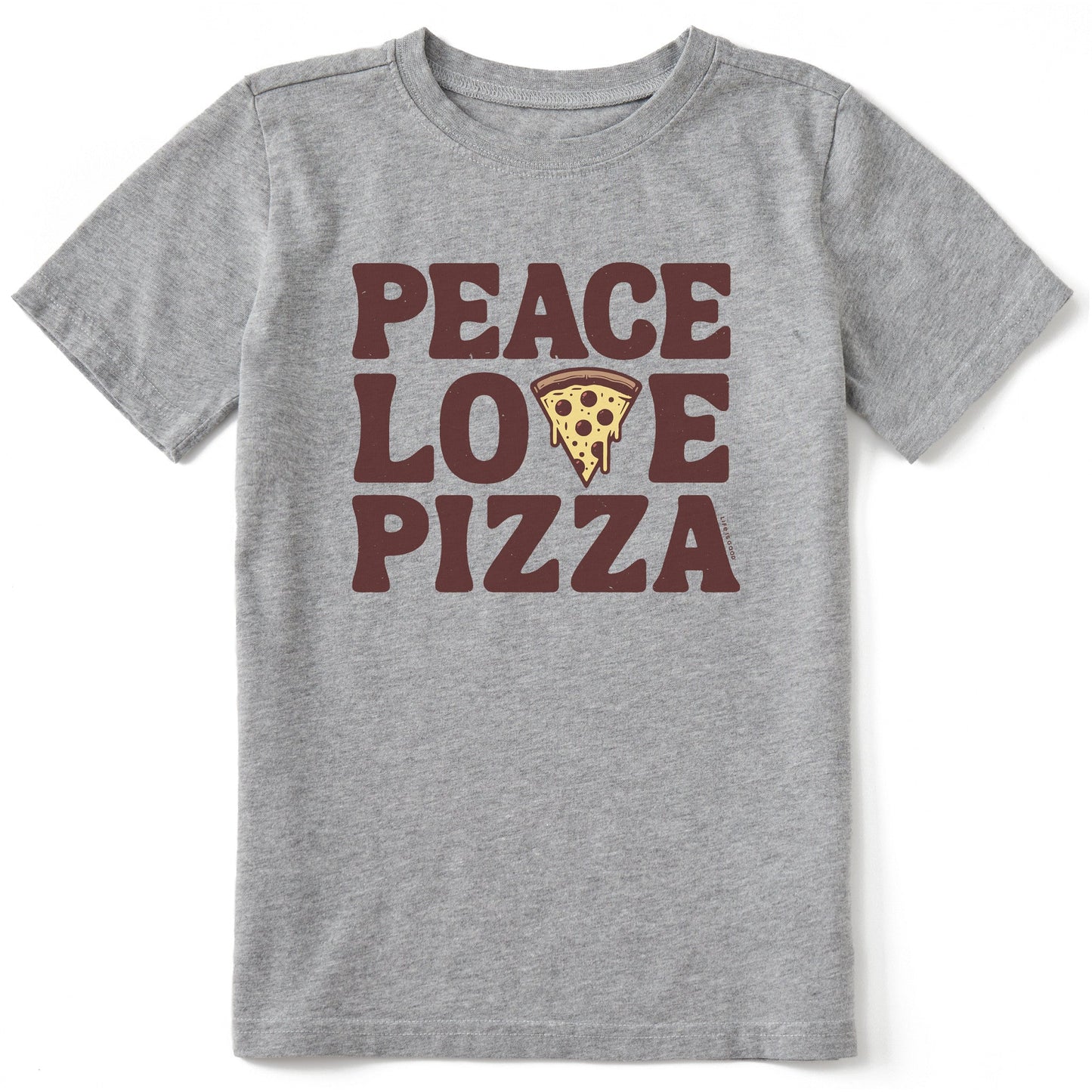 Kids Peace Love Pizza Short Sleeve Crusher Tee