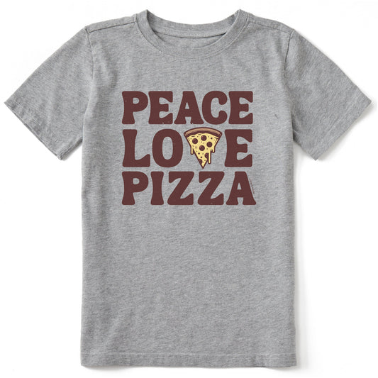 Kids Peace Love Pizza Short Sleeve Crusher Tee