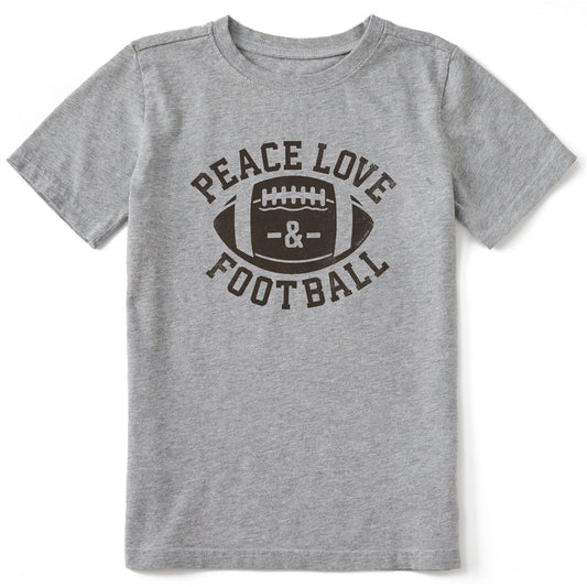 Kids Peace Love Football Short Sleeve Crusher Tee