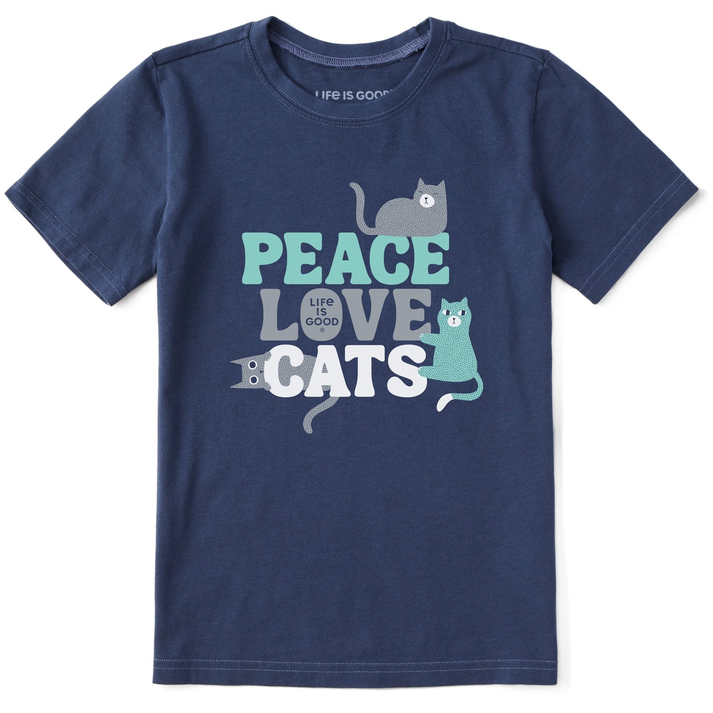 Kids Peace Love & Cats Short Sleeve Crusher Tee
