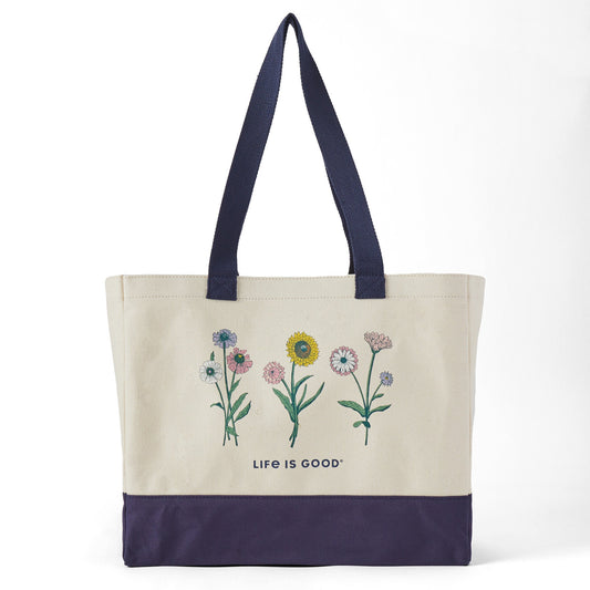 Adult Unisex Botanical Flowers Peace Cotton Canvas Tote