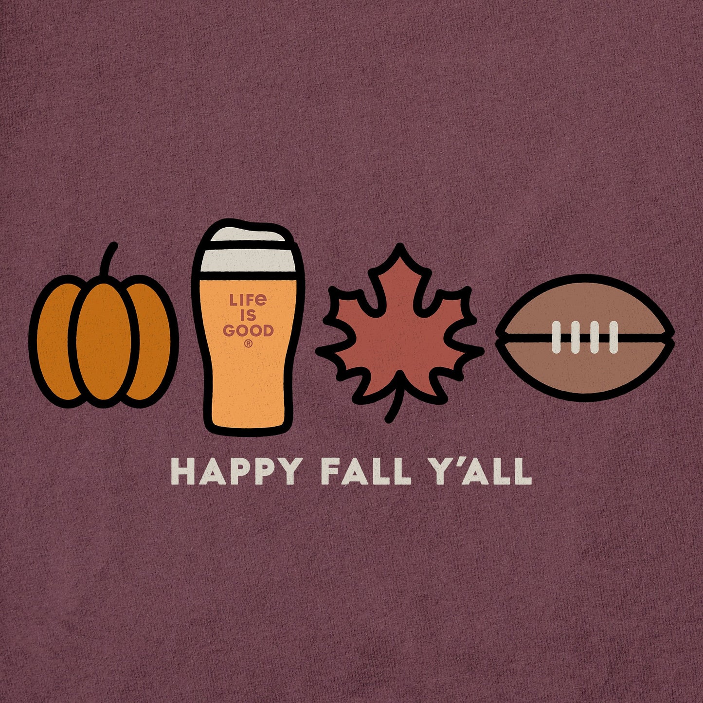 Men's Happy Fall Icons Long Sleeve Crusher Tee