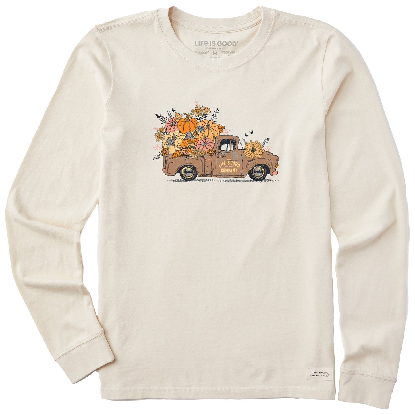 Women's Fall Flowers & Pumpkins Pickup Long Sleeve Crusher Tee