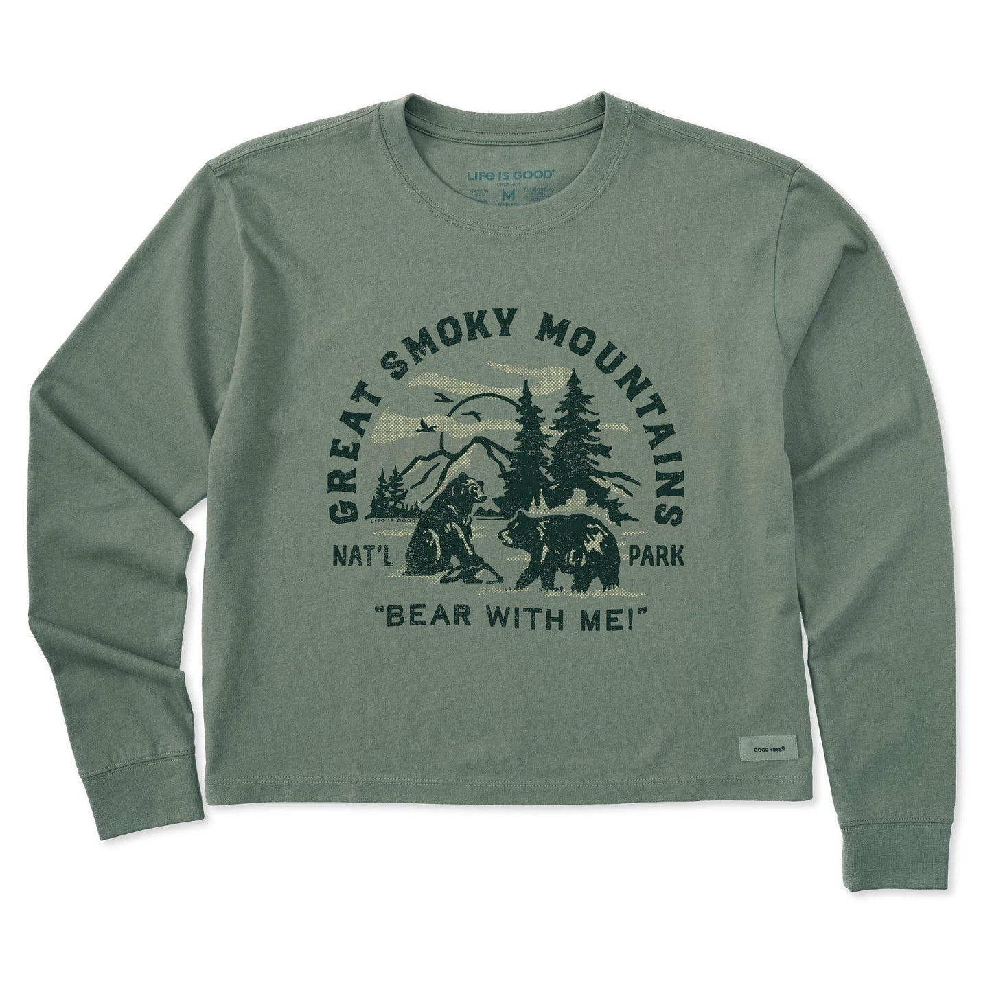 Women's Great Smoky Bear With Me Long Sleeve Crusher Boxy Tee