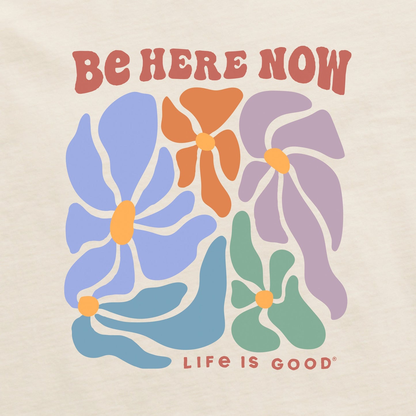 Women's Be Here Now Flowers Long Sleeve Crusher Boxy Tee
