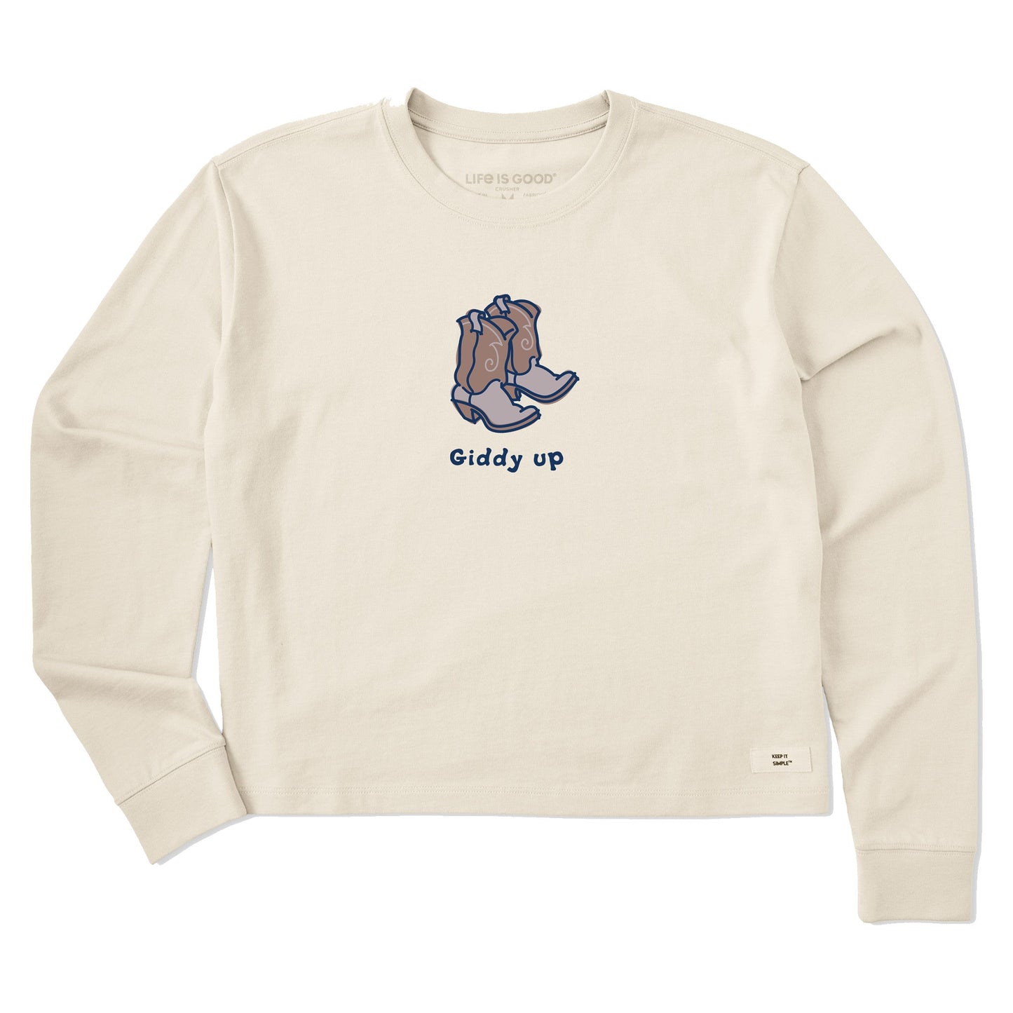 Women's Giddy Up Cowboy Boots Long Sleeve Crusher Boxy Tee