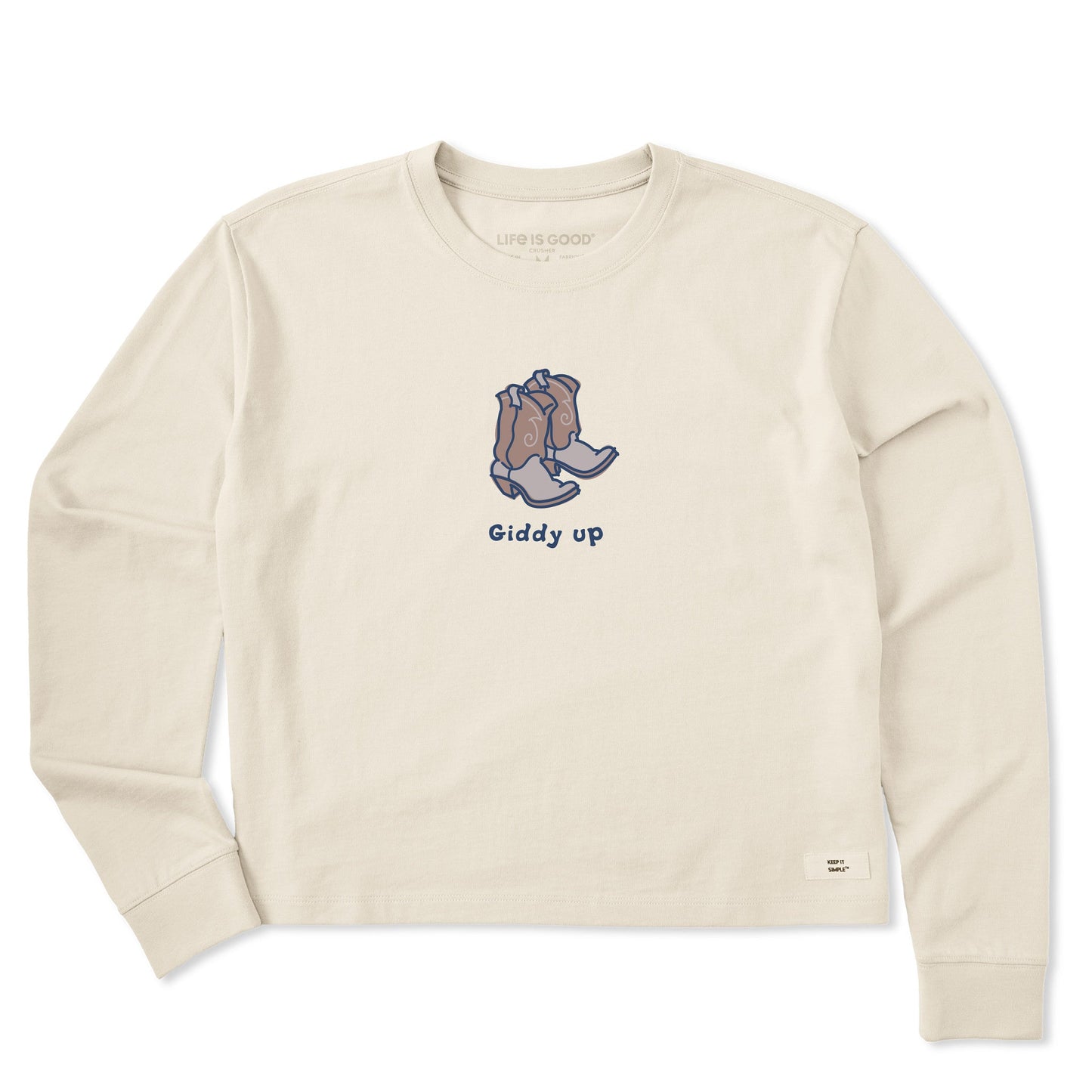 Women's Giddy Up Cowboy Boots Long Sleeve Crusher Boxy Tee