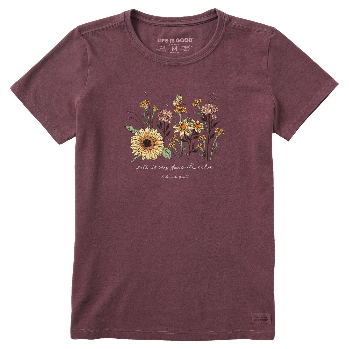 Women's Fall Favorite Color Flowers Short Sleeve Crusher Tee