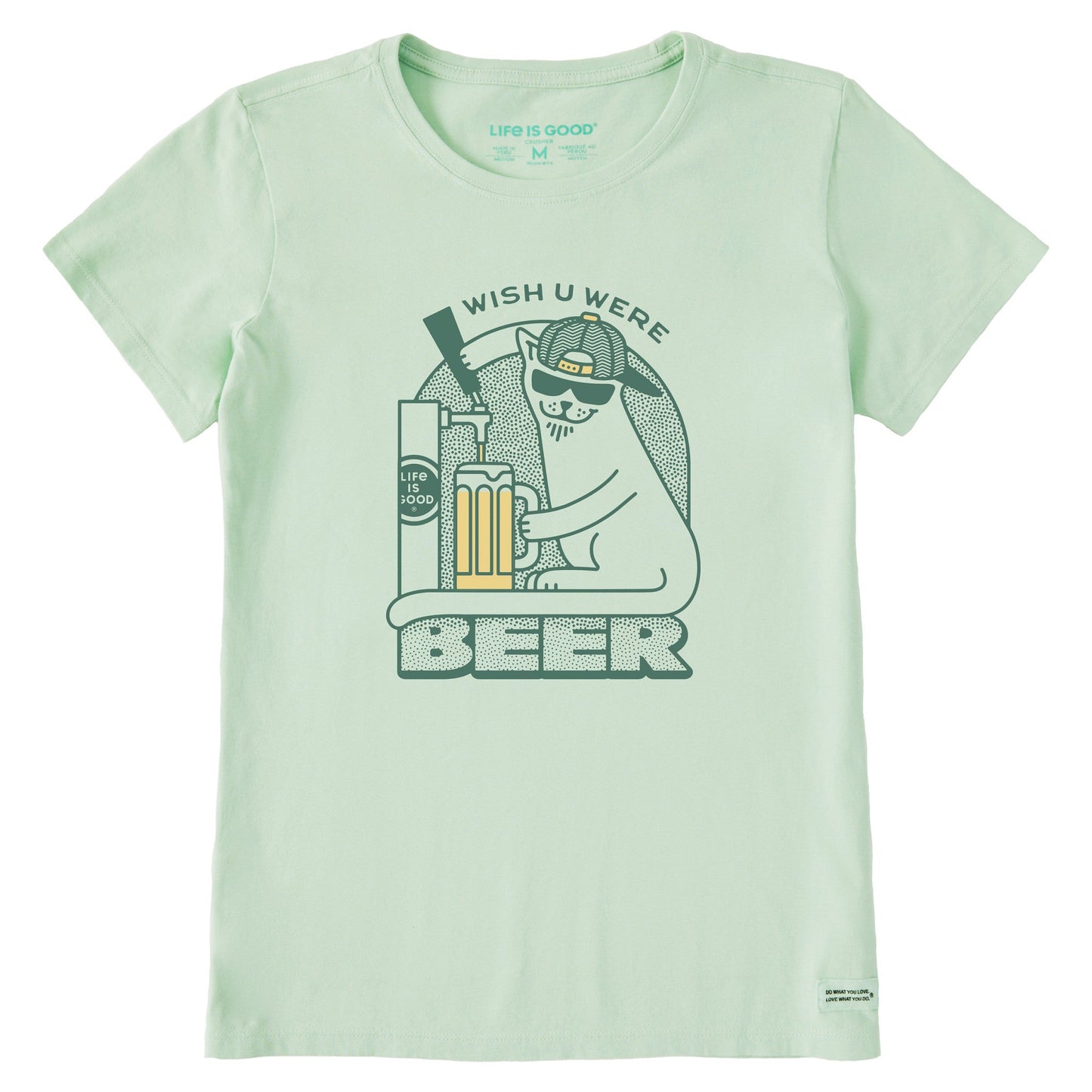 Women's Wish You Were Beer Cat Short Sleeve Crusher Tee