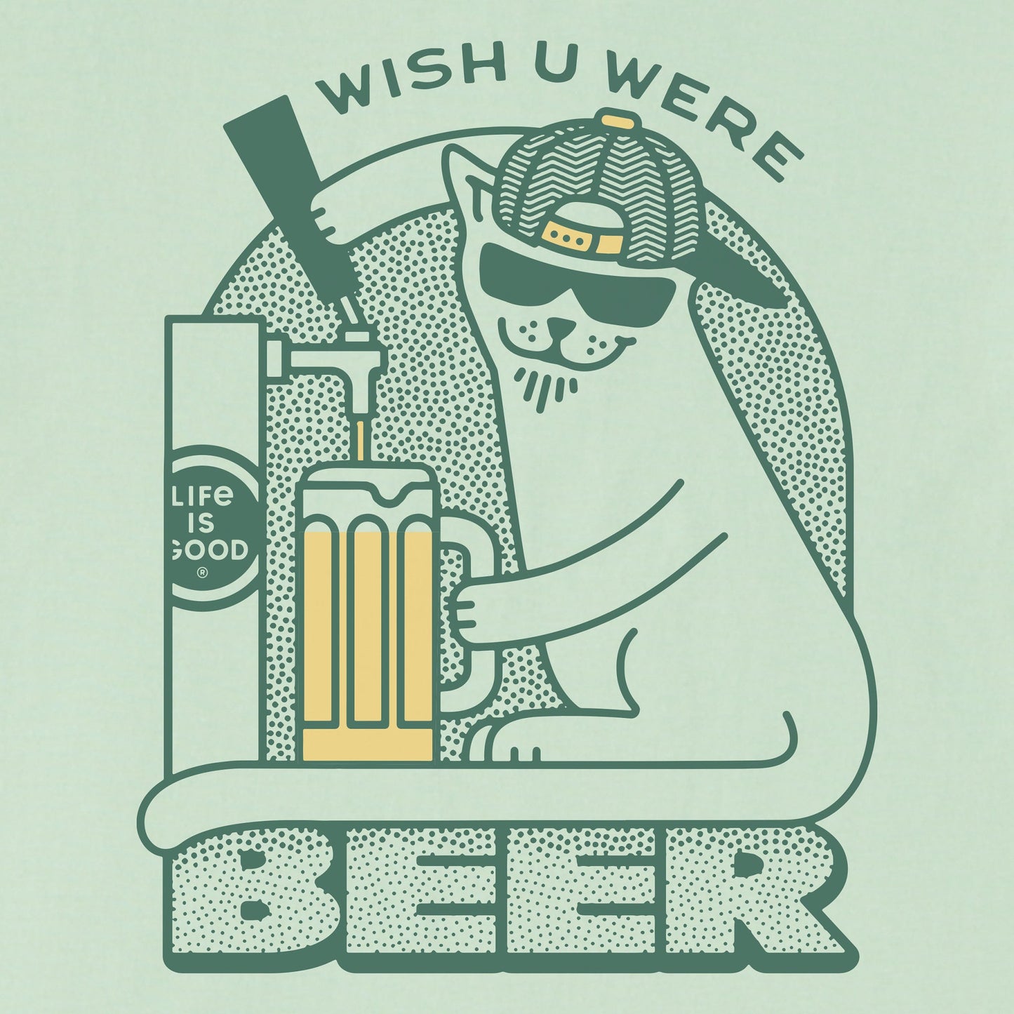 Women's Wish You Were Beer Cat Short Sleeve Crusher Boxy Tee