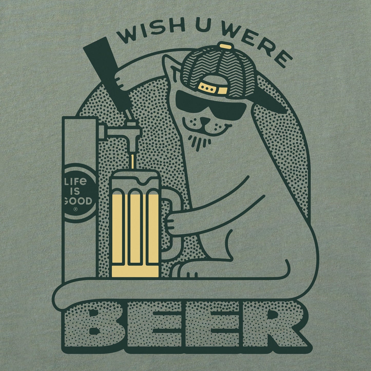 Men's Wish You Were Beer Cat Short Sleeve Tee
