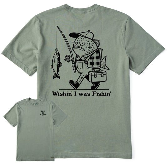Men's Wishin' I Was Fishin' Short Sleeve Tee