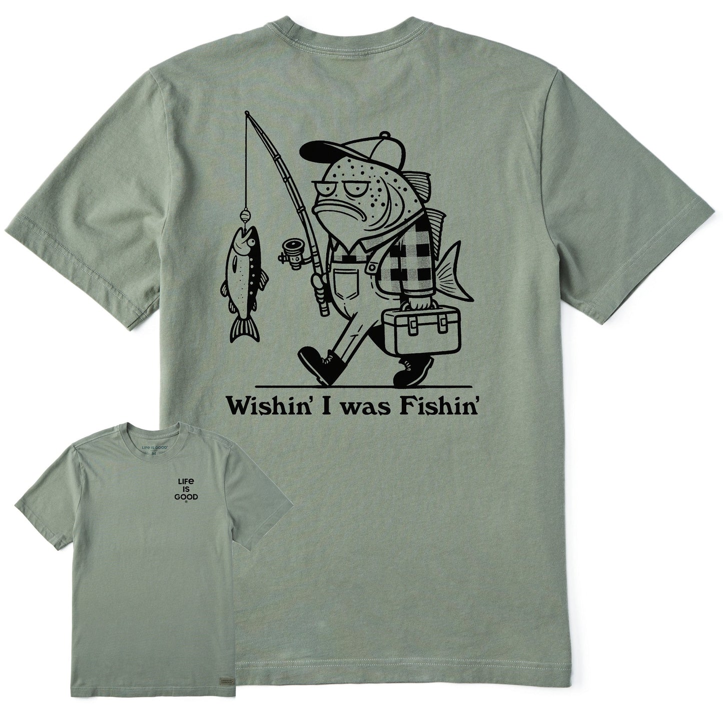 Men's Wishin' I Was Fishin' Short Sleeve Tee