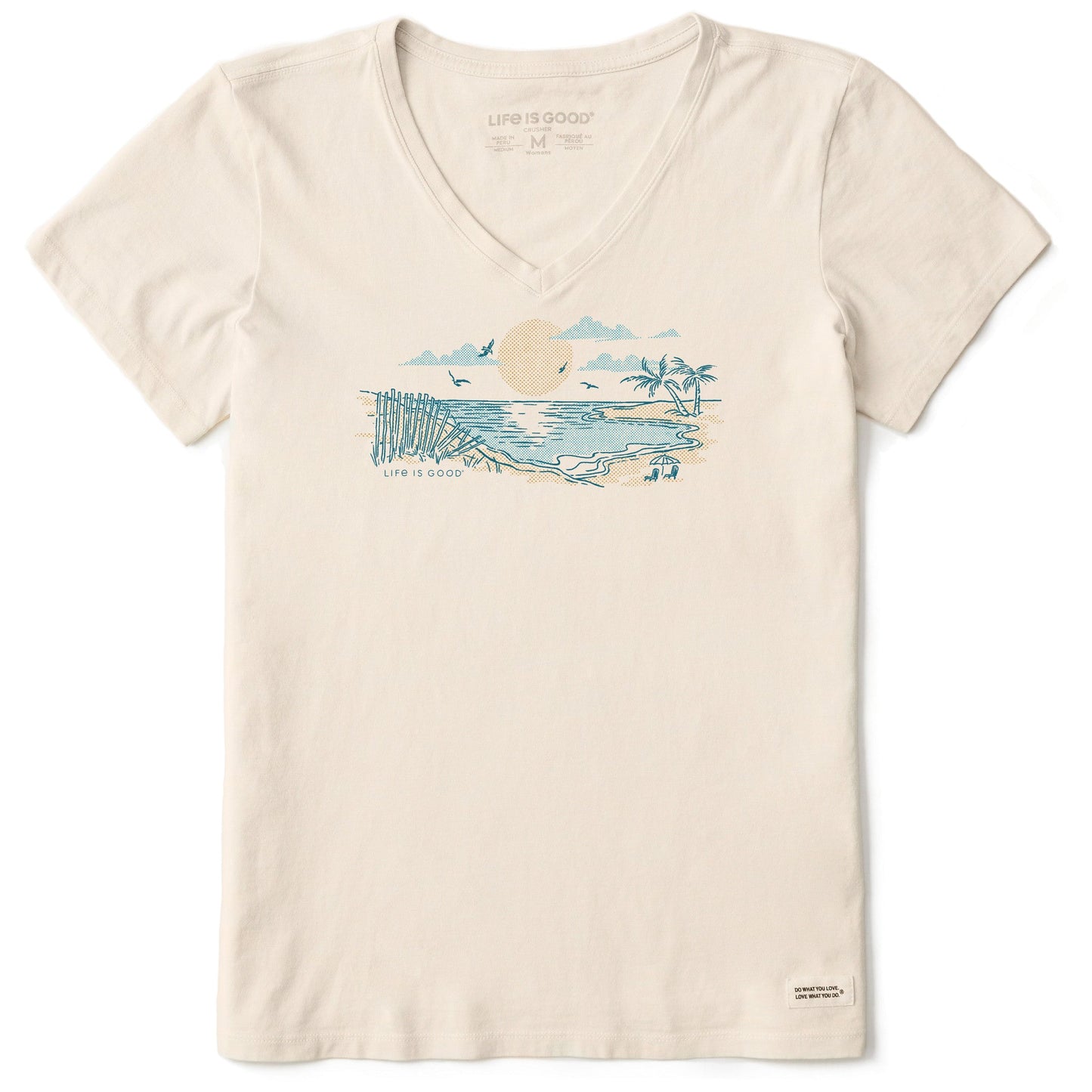 Women's Halftone Beach Vibes Short Sleeve Crusher Vee