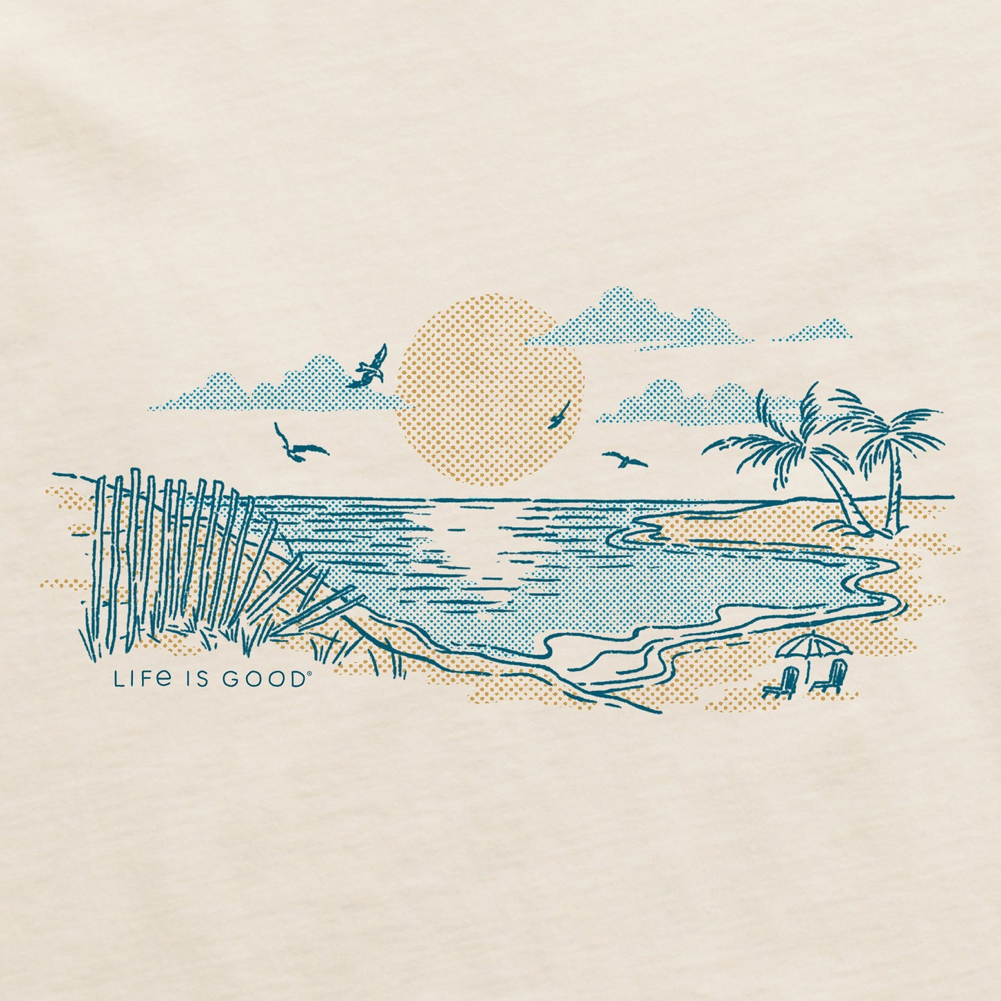 Women's Halftone Beach Vibes Short Sleeve Crusher Vee