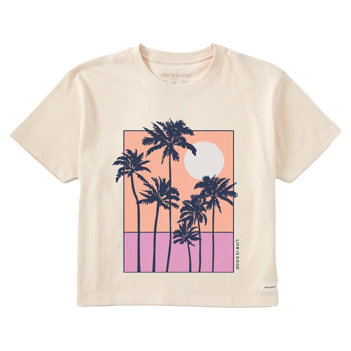Women's Sunset Behind Palms Short Sleeve Crusher Boxy Tee