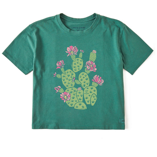 Women's Cactus Flowers Short Sleeve Crusher Boxy Tee
