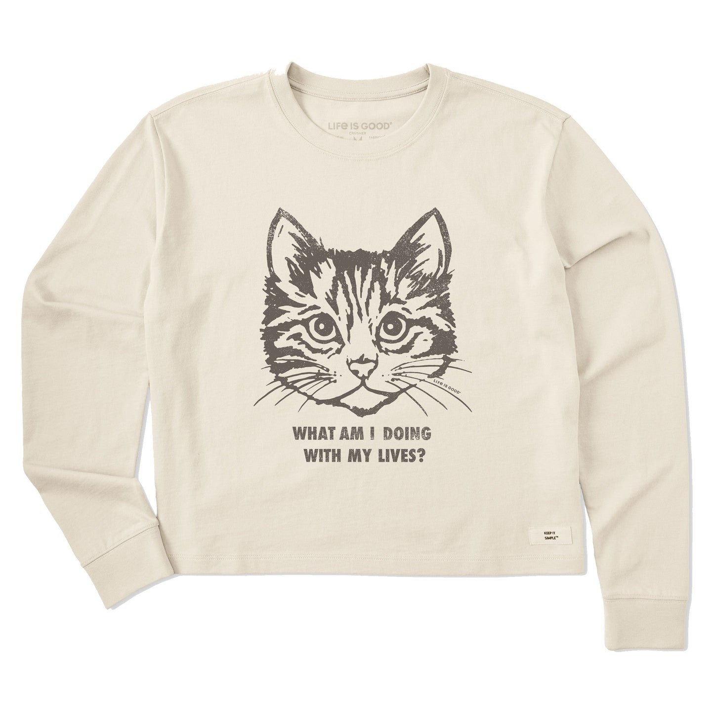 Women's Cat Lives Long Sleeve Crusher Boxy Tee
