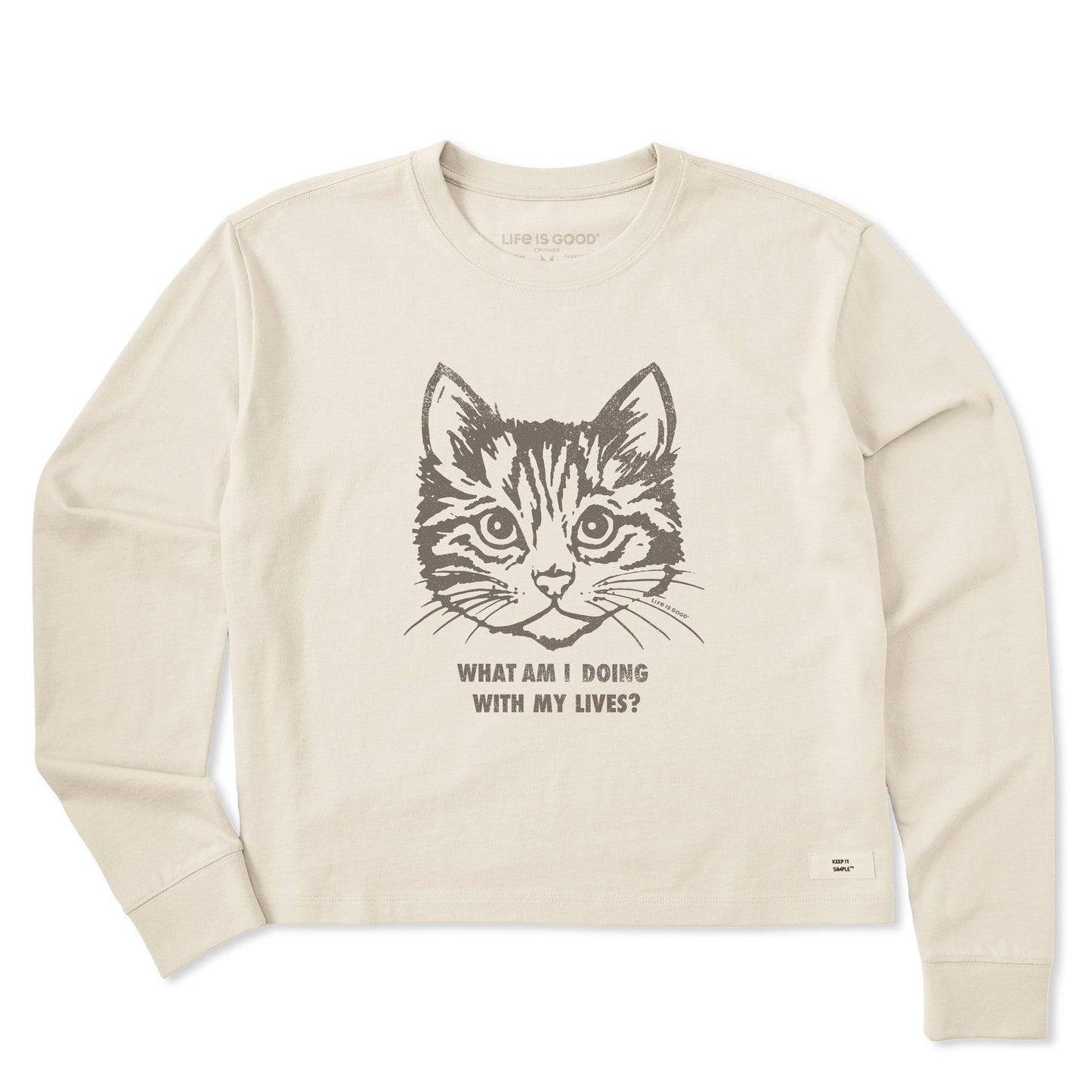 Women's Cat Lives Long Sleeve Crusher Boxy Tee