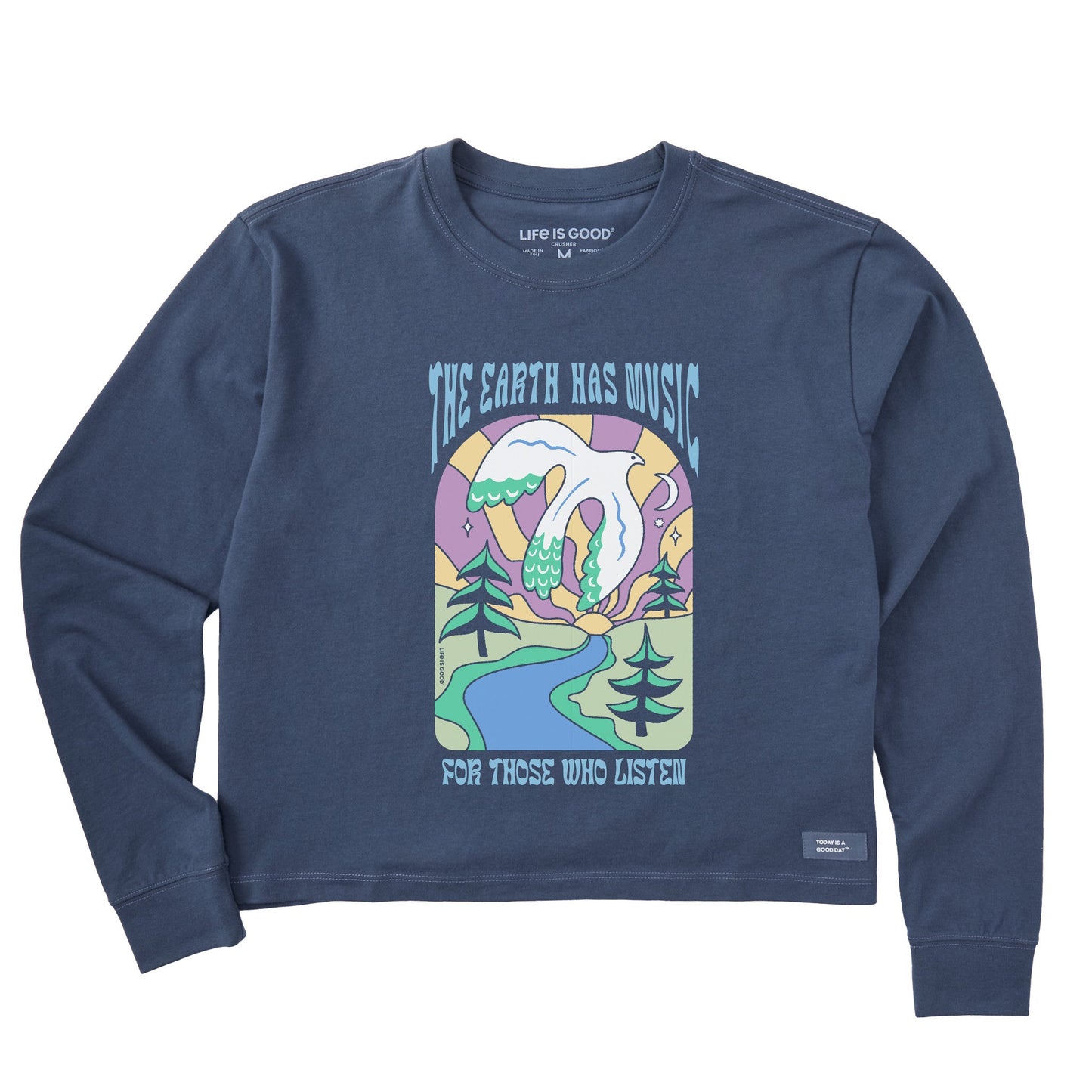 Women's Dove Earth Has Music Long Sleeve Crusher Boxy Tee