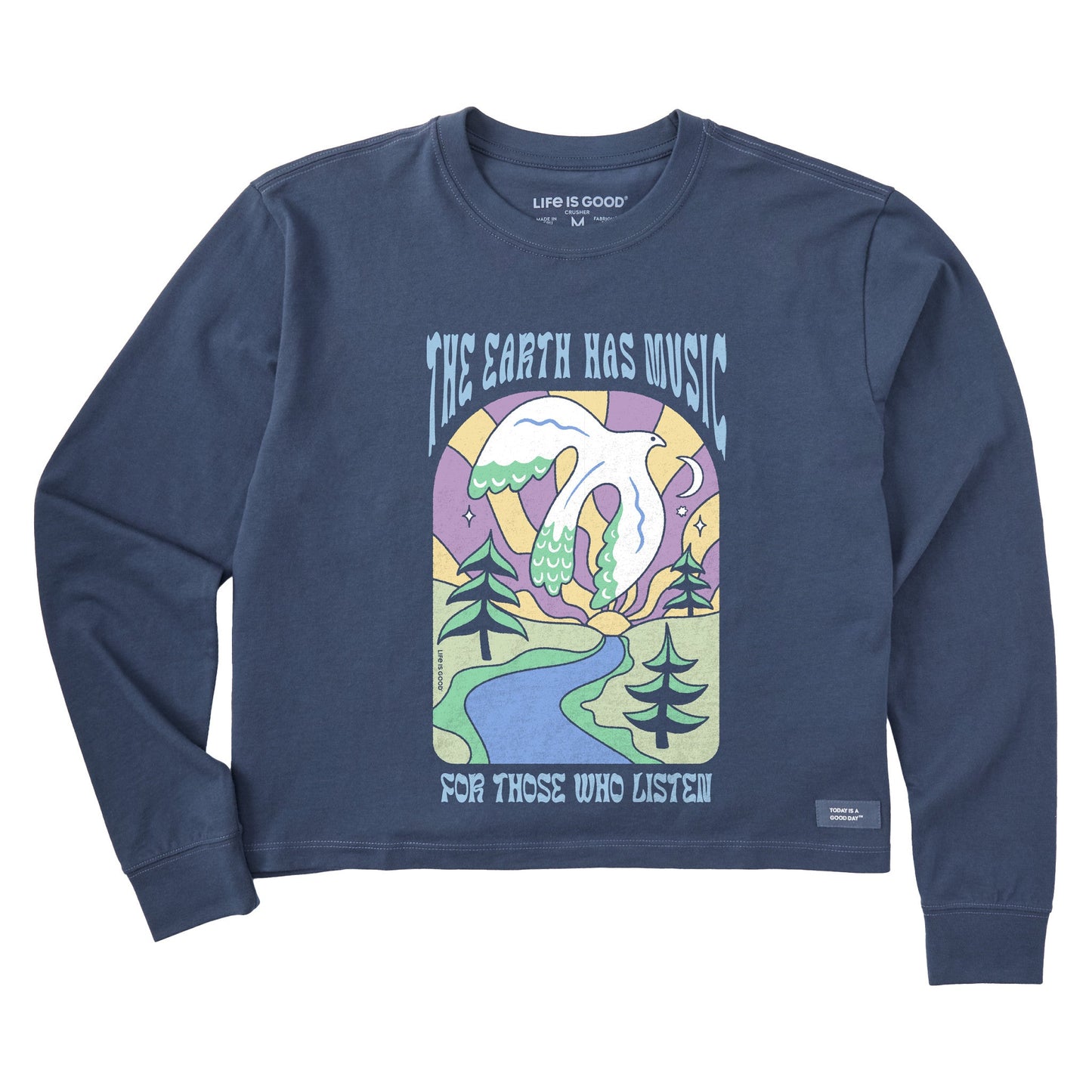 Women's Dove Earth Has Music Long Sleeve Crusher Boxy Tee