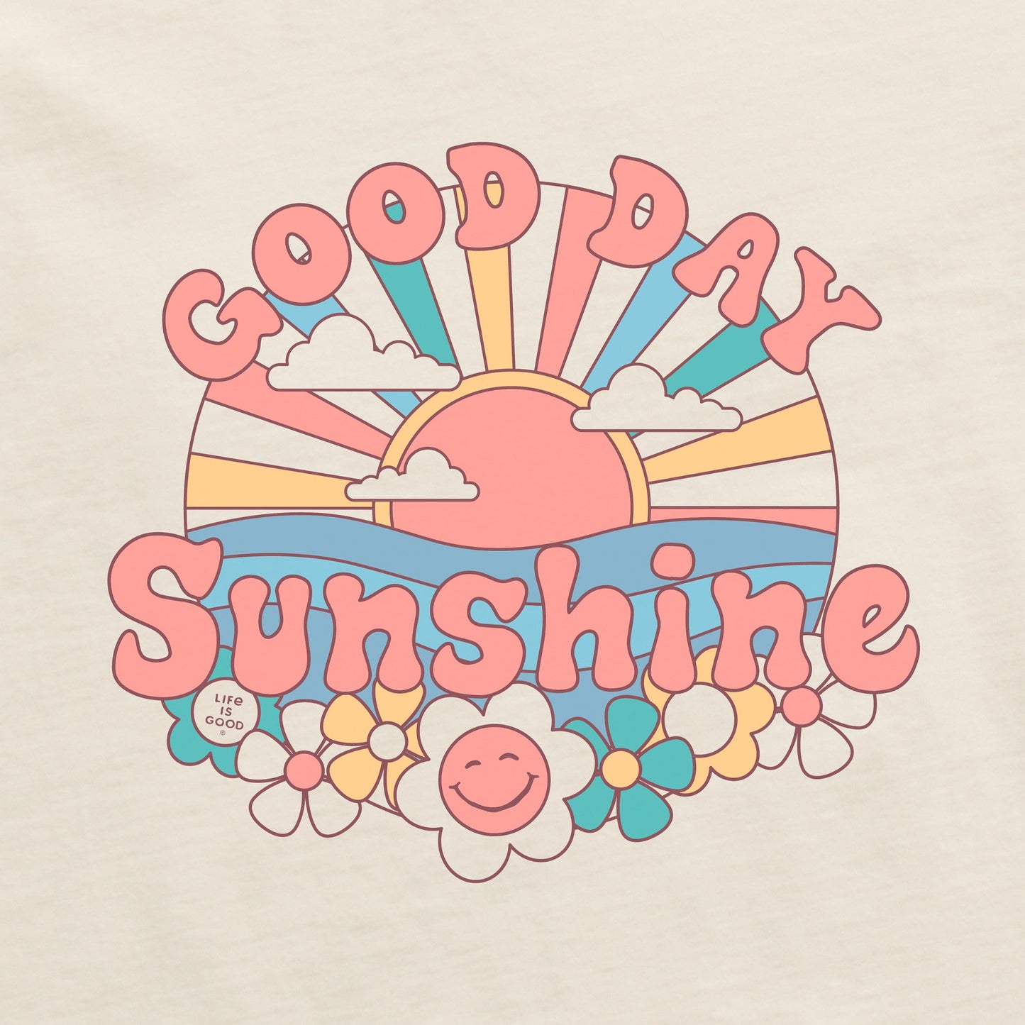 Women's Groovy Good Day Sunshine Long Sleeve Crusher Boxy Tee