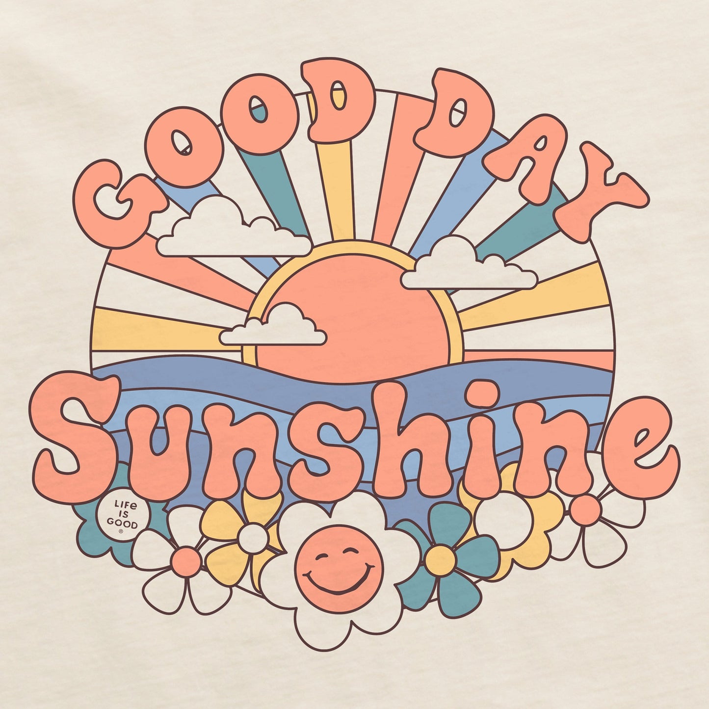 Women's Groovy Good Day Sunshine Long Sleeve Crusher Boxy Tee