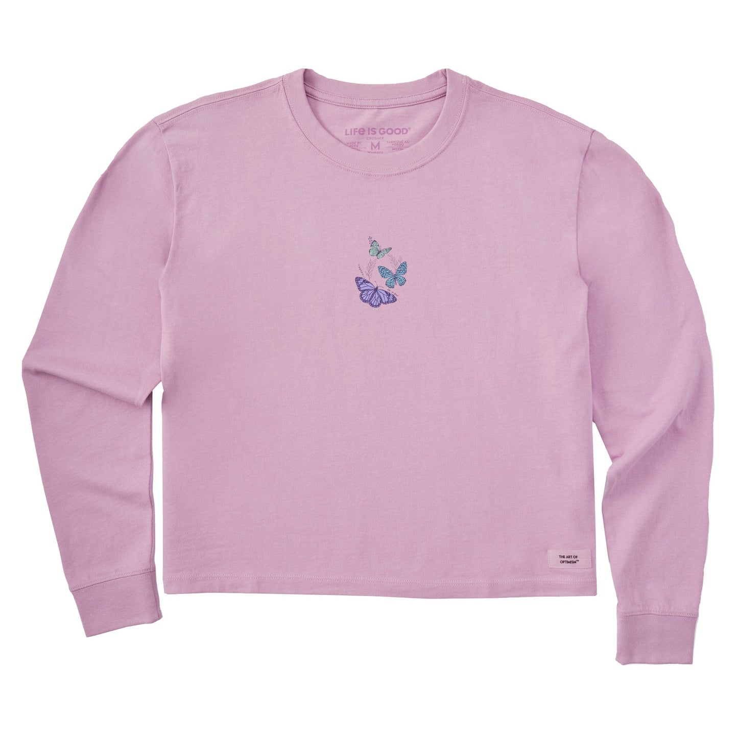 Women's Wildflower and Butterflies Long Sleeve Crusher Boxy Tee