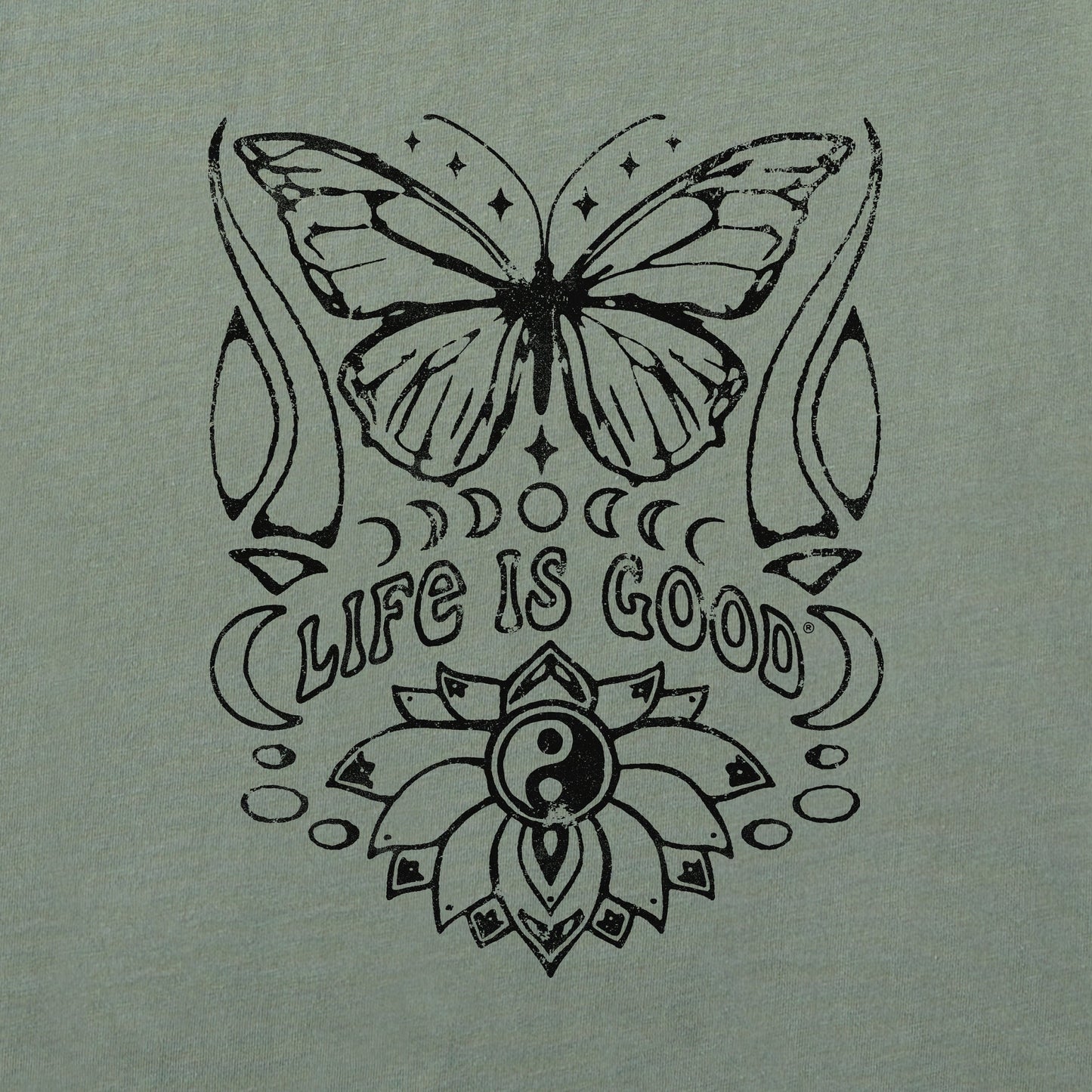 Women's Butterfly Yin Yang Long Sleeve Crusher Boxy Tee