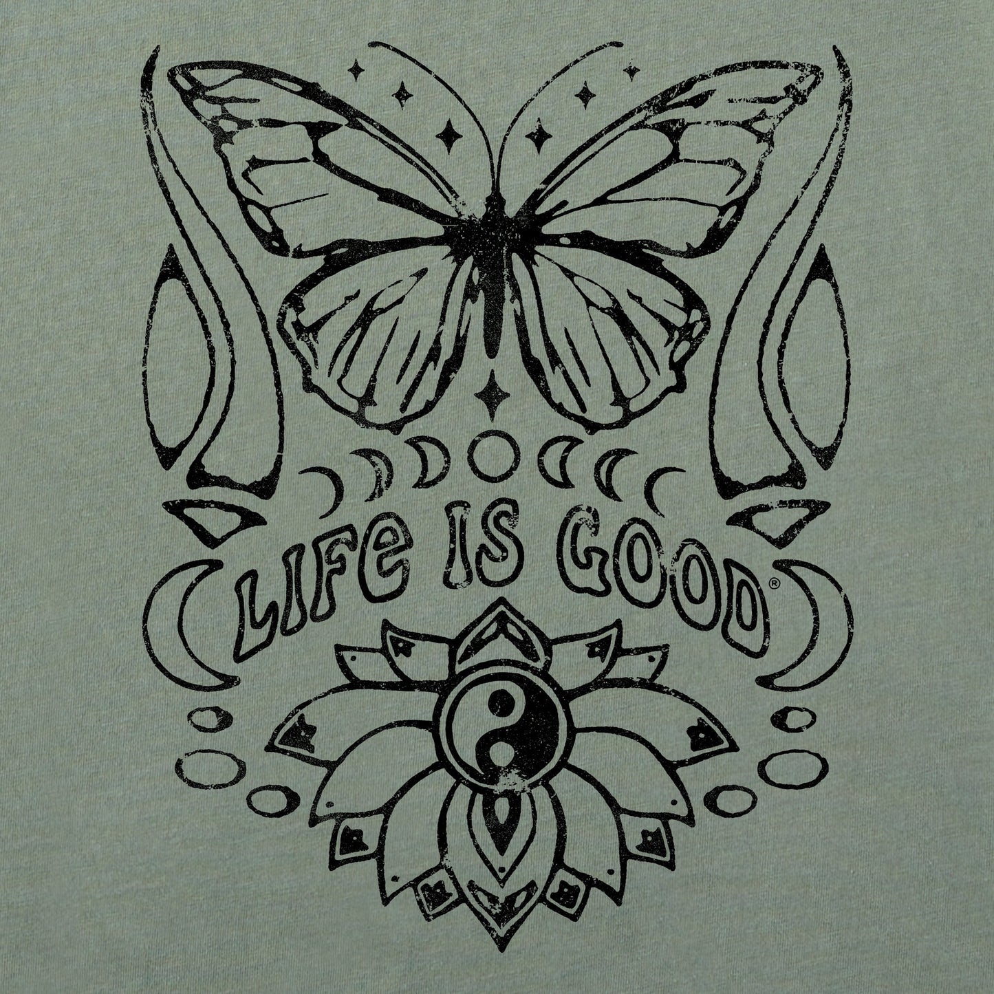 Women's Butterfly Yin Yang Long Sleeve Crusher Boxy Tee