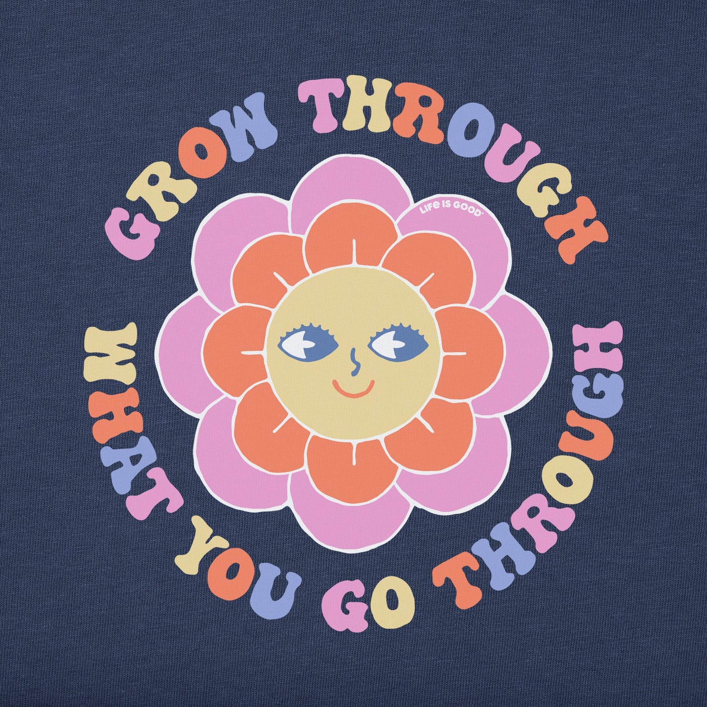 Women's Grow Through Smile Blossom Long Sleeve Crusher Boxy Tee