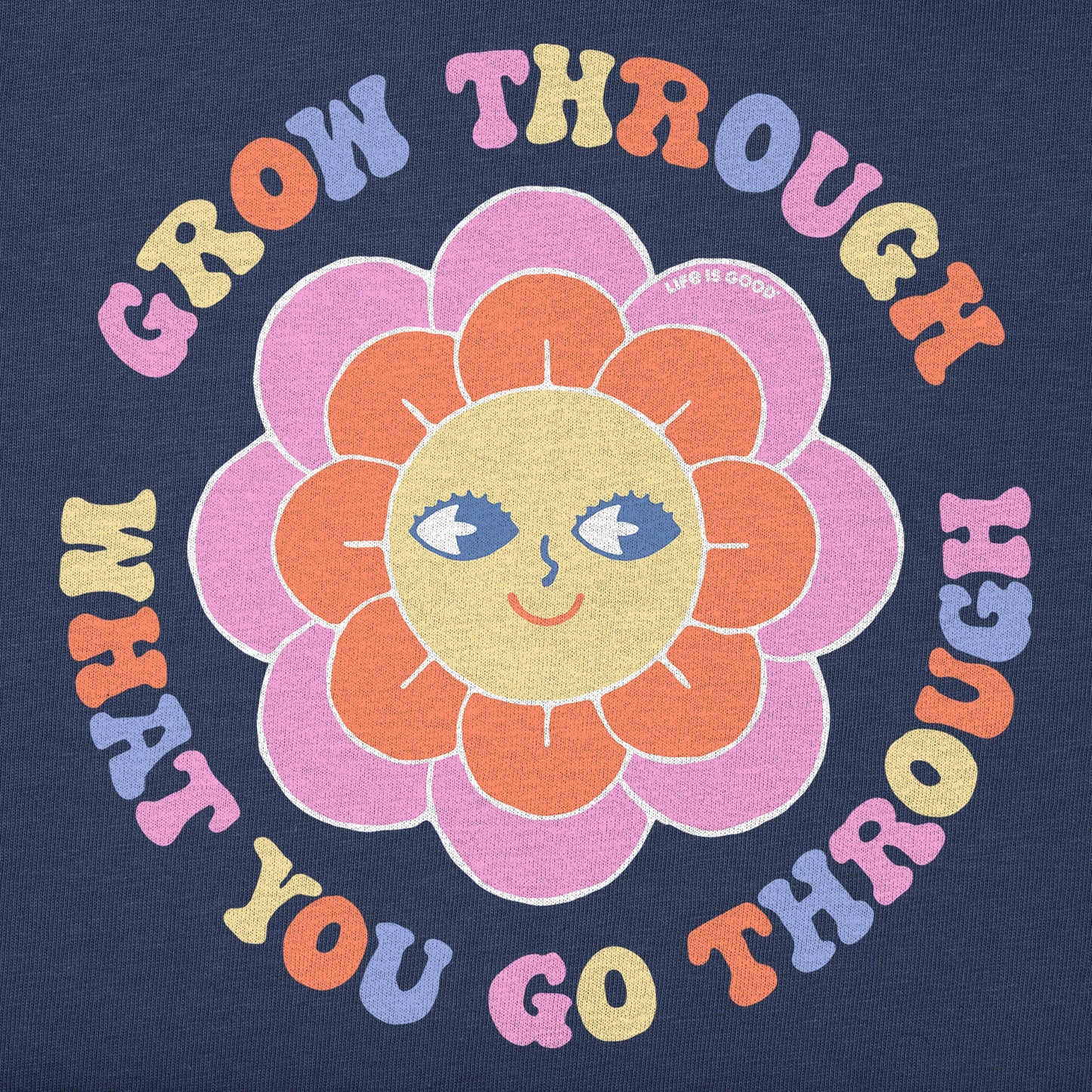 Women's Grow Through Smile Blossom Long Sleeve Crusher Boxy Tee