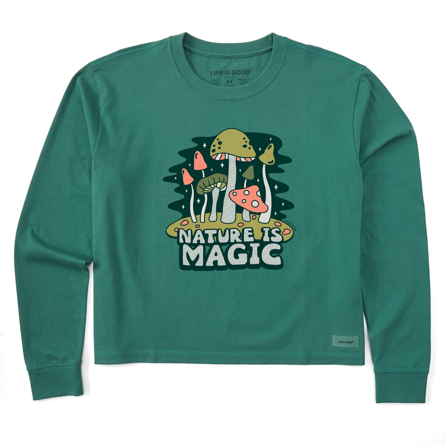 Women's Nature is Magic Mushrooms Long Sleeve Crusher Boxy Tee