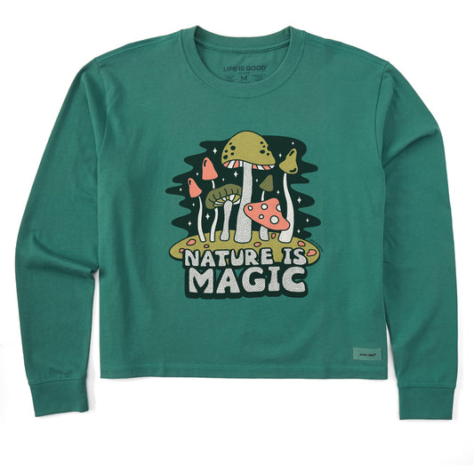 Women's Nature is Magic Mushrooms Long Sleeve Crusher Boxy Tee
