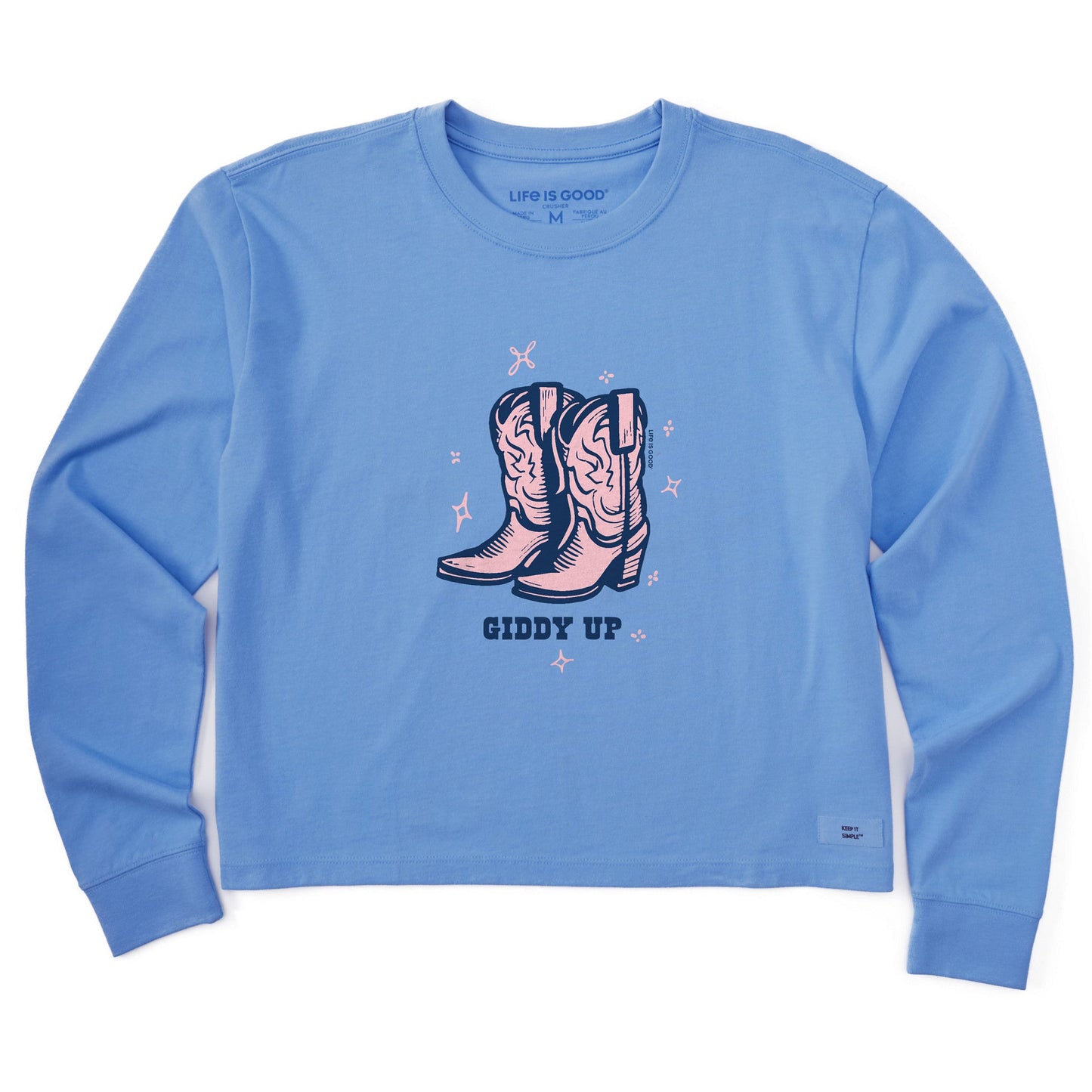 Women's Cowboy Boots Giddy Up Long Sleeve Crusher Boxy Tee