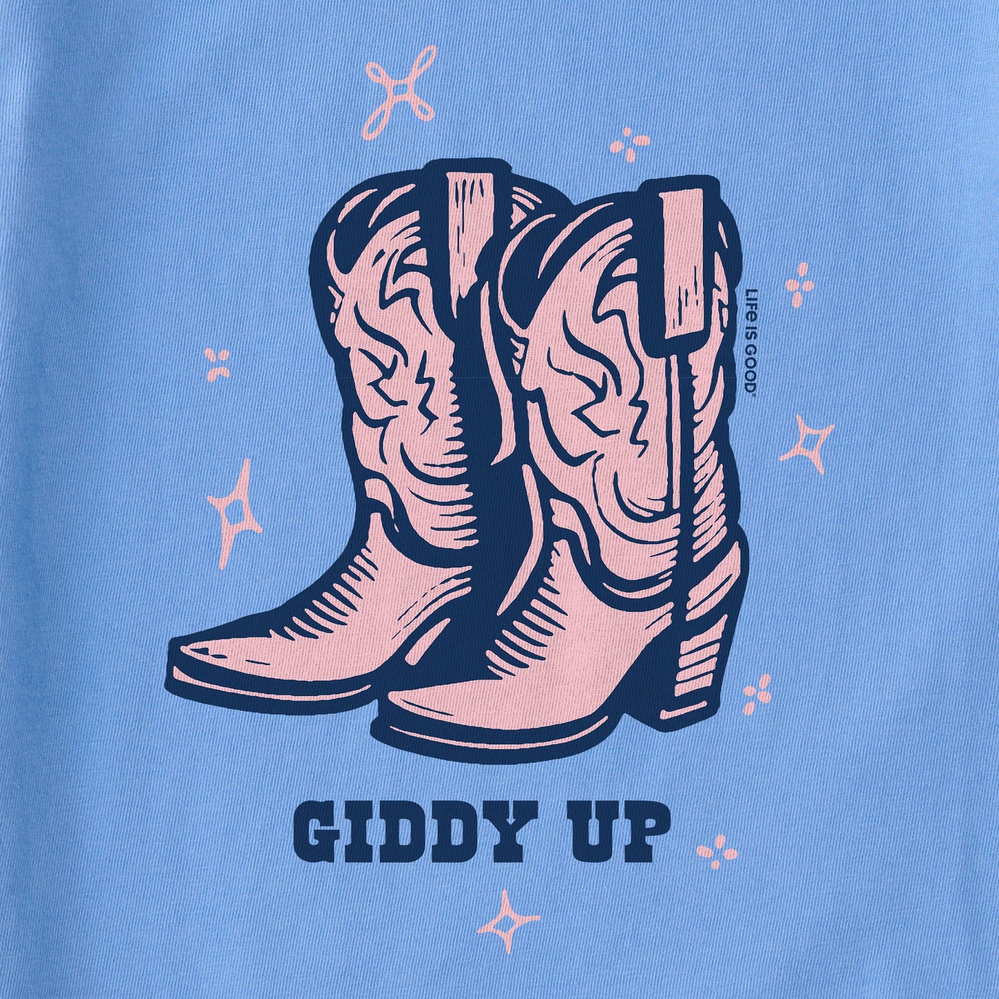 Women's Cowboy Boots Giddy Up Long Sleeve Crusher Boxy Tee