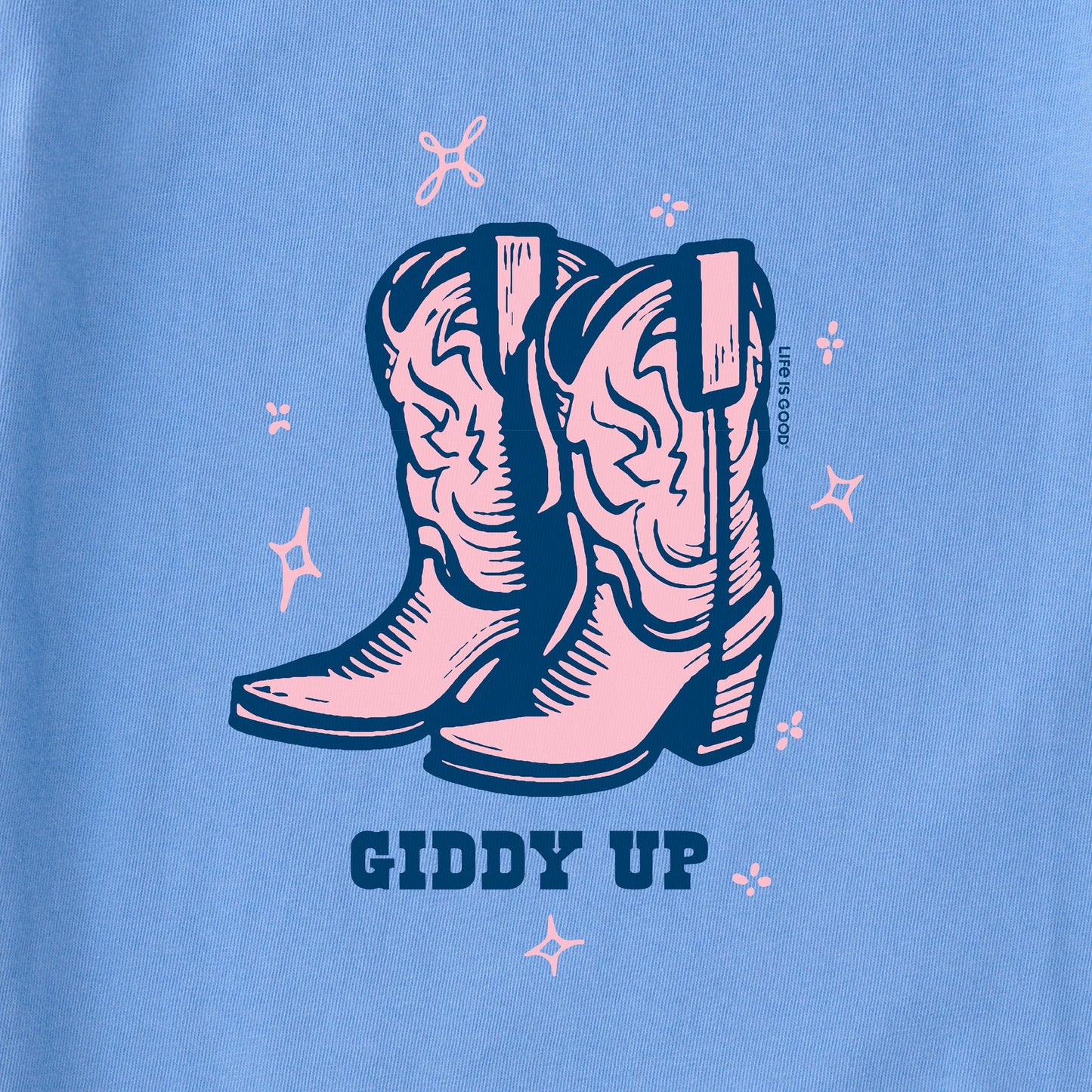Women's Cowboy Boots Giddy Up Long Sleeve Crusher Boxy Tee