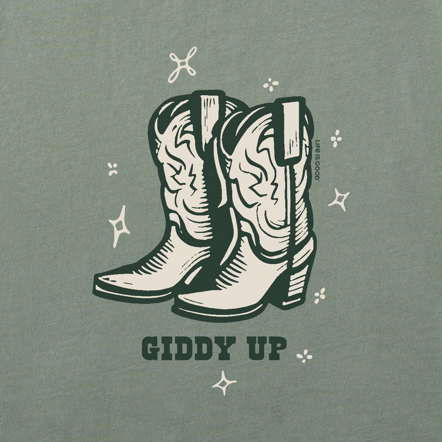 Women's Cowboy Boots Giddy Up Long Sleeve Crusher Boxy Tee