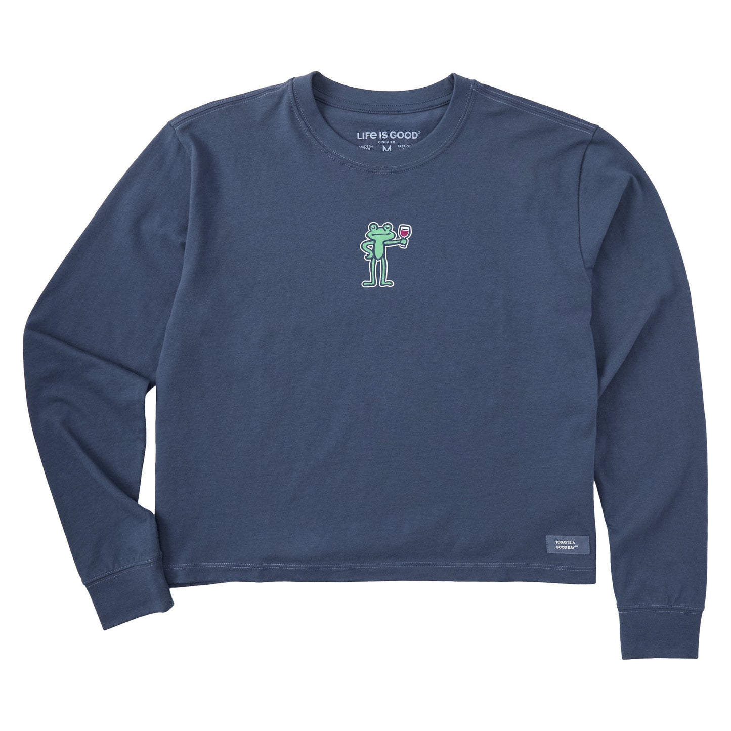 Women's Frog with Wine Long Sleeve Crusher Boxy Tee