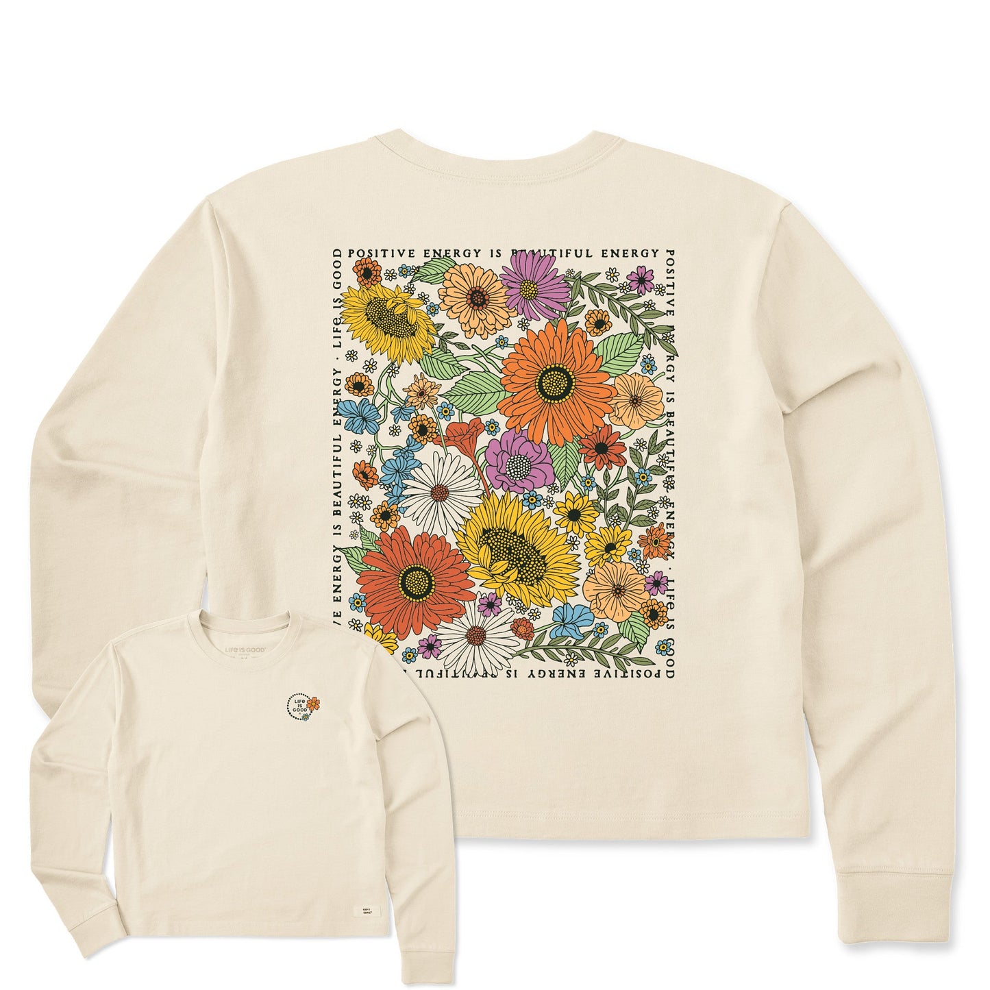 Women's Beautiful Energy Wildflowers Long Sleeve Crusher Boxy Tee