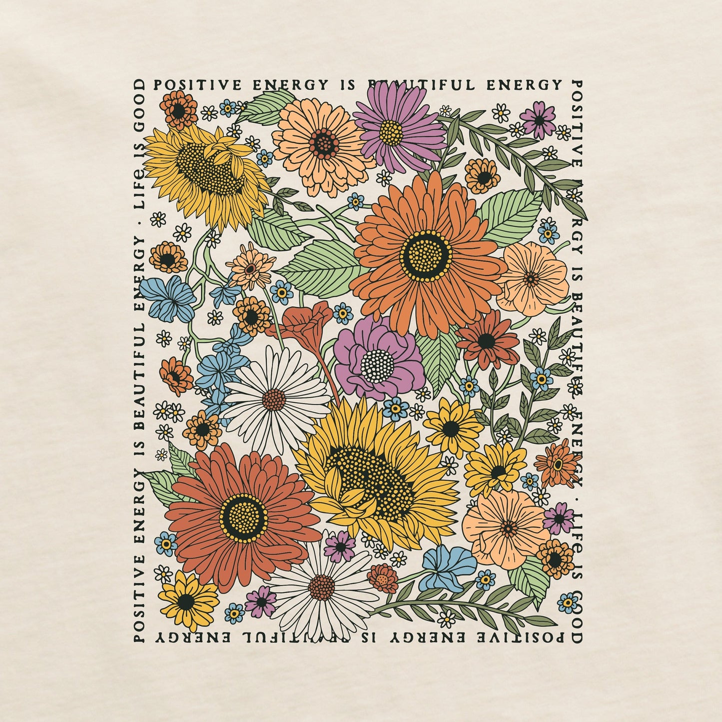 Women's Beautiful Energy Wildflowers Long Sleeve Crusher Boxy Tee