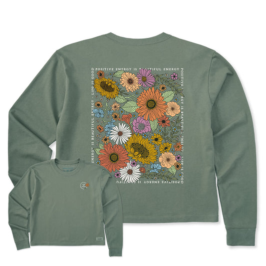 Women's Beautiful Energy Wildflowers Long Sleeve Crusher Boxy Tee