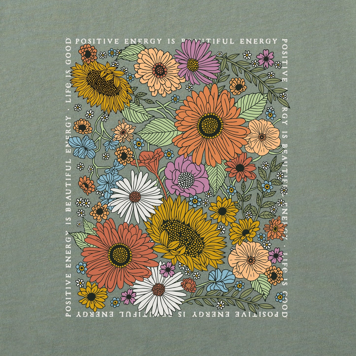 Women's Beautiful Energy Wildflowers Long Sleeve Crusher Boxy Tee