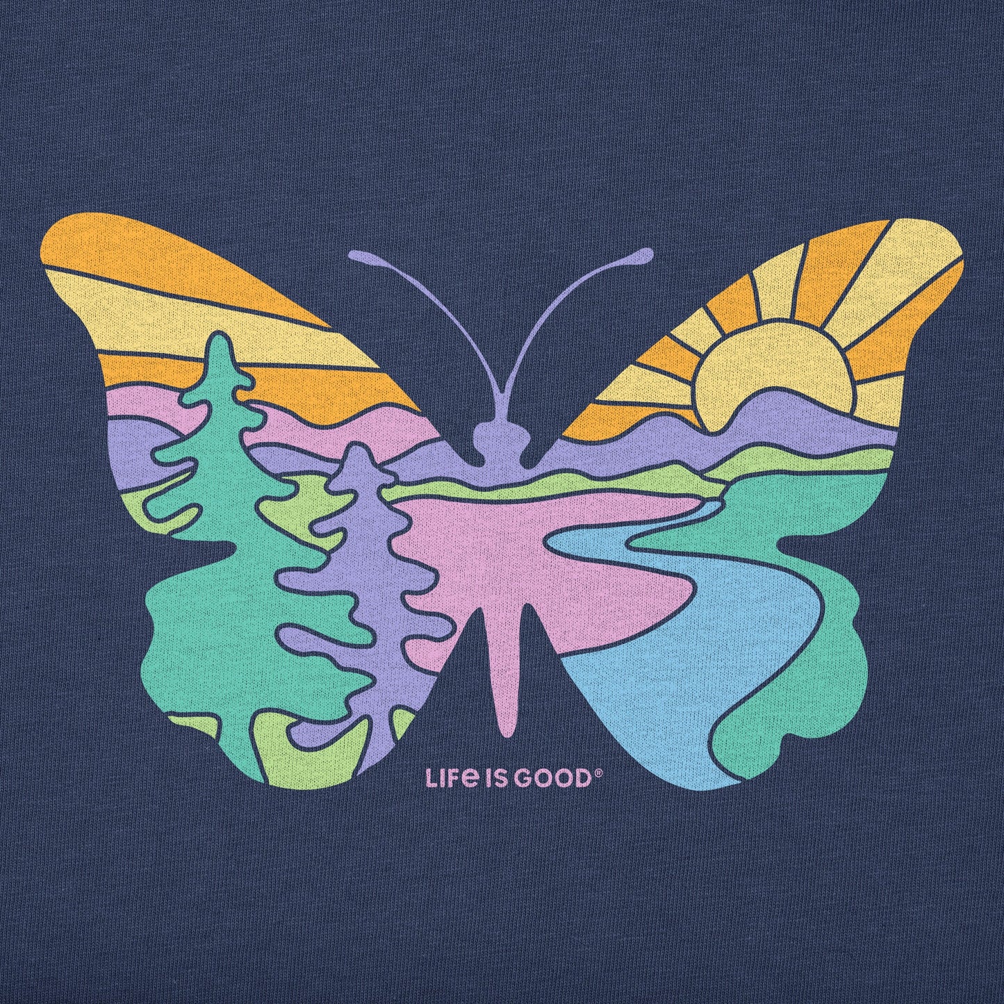 Kids Butterfly Sunset Short Sleeve Crusher Tee