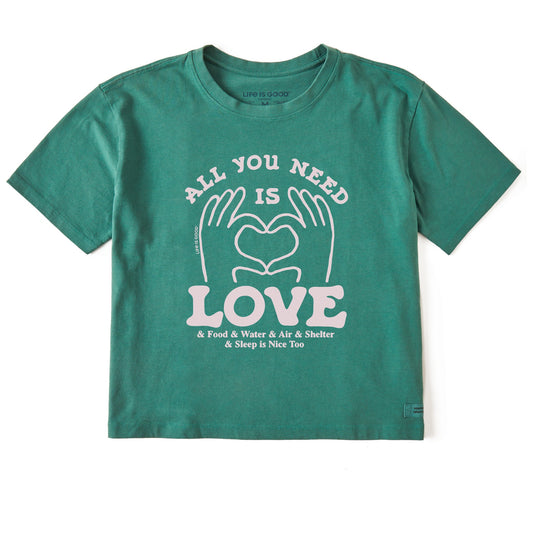 Women's All You Need is Love & Essentials Short Sleeve Crusher Boxy Tee