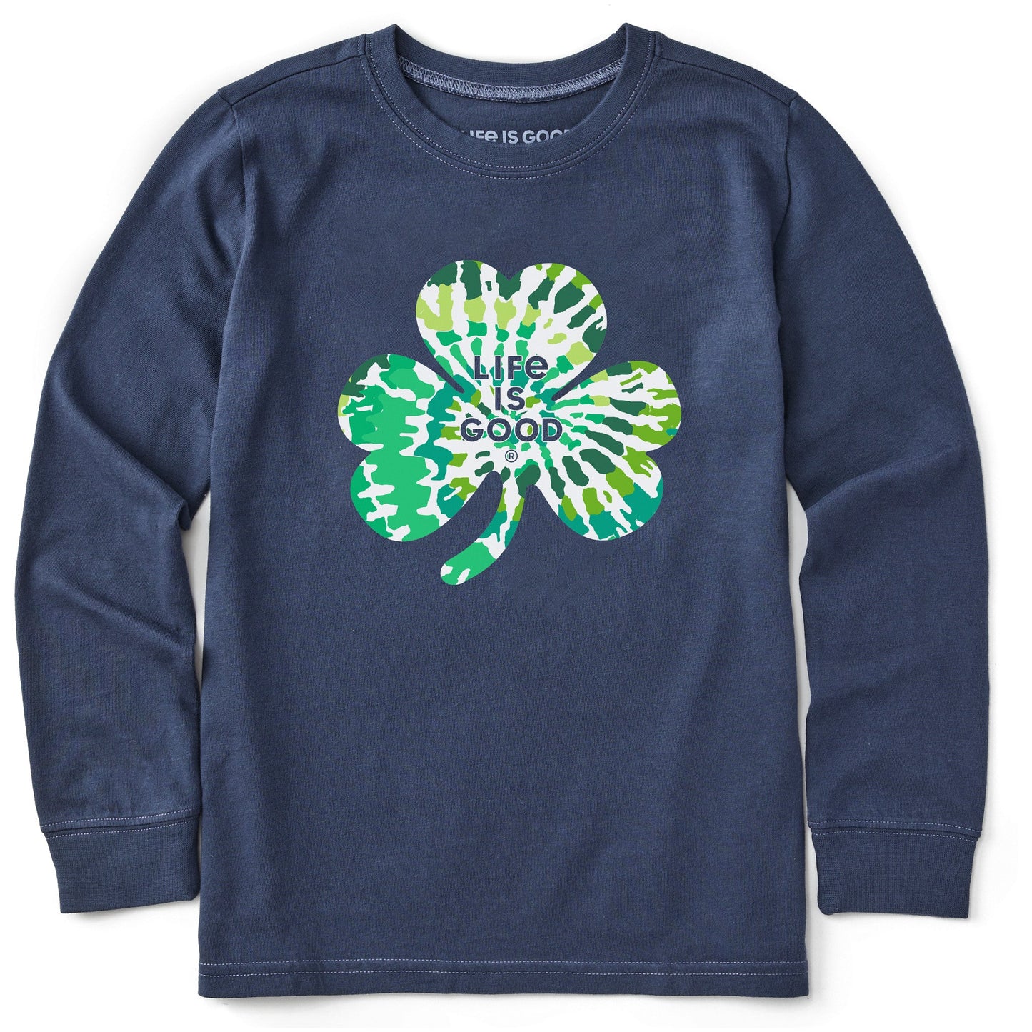 Kids Tie Dye Clover Long Sleeve Crusher Tee