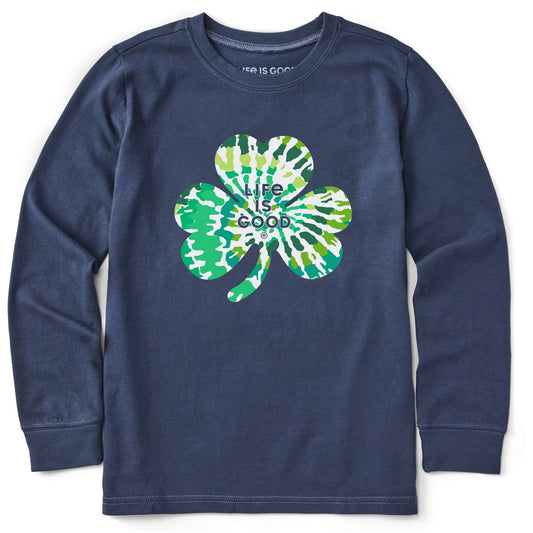 Kids Tie Dye Clover Long Sleeve Crusher Tee